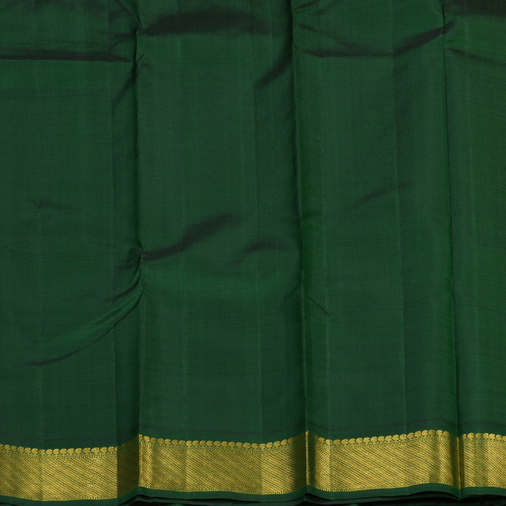 Hayagrivas Handloom Kanjivaram silk saree in vibrant Mango yellow with bottle green KBE310E5-4