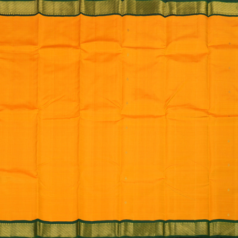 Hayagrivas Handloom Kanjivaram silk saree in vibrant Mango yellow with bottle green KBE310E5-4