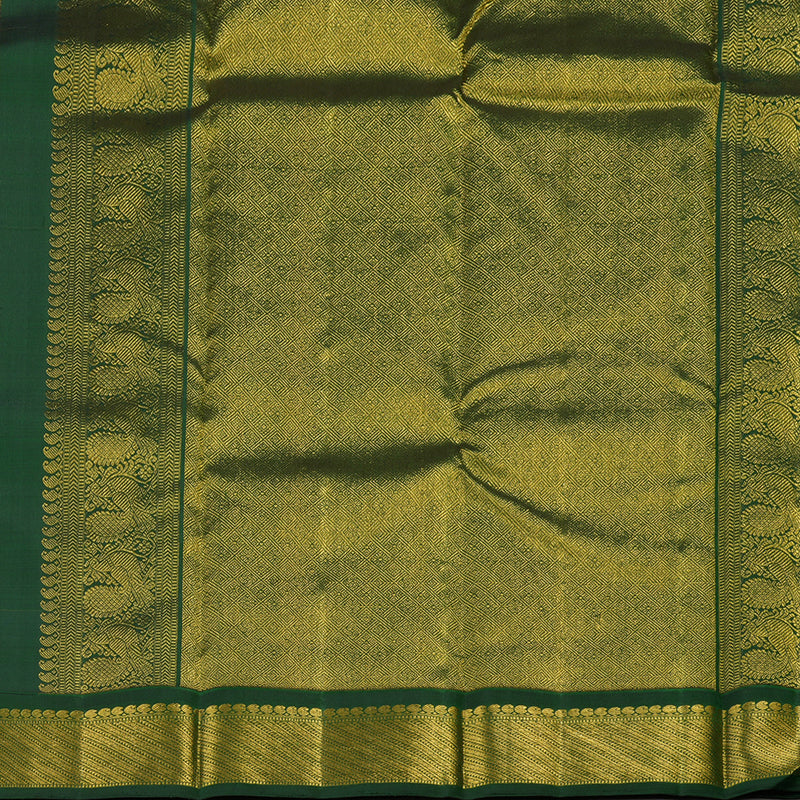 Hayagrivas Handloom Kanjivaram silk saree in vibrant Mango yellow with bottle green KBE310E5-4