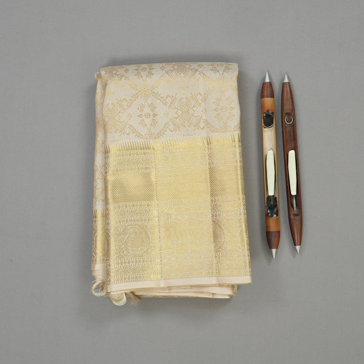 Hayagrivas Handloom Half White Kanjivaram Silk Saree KBE311E3-1