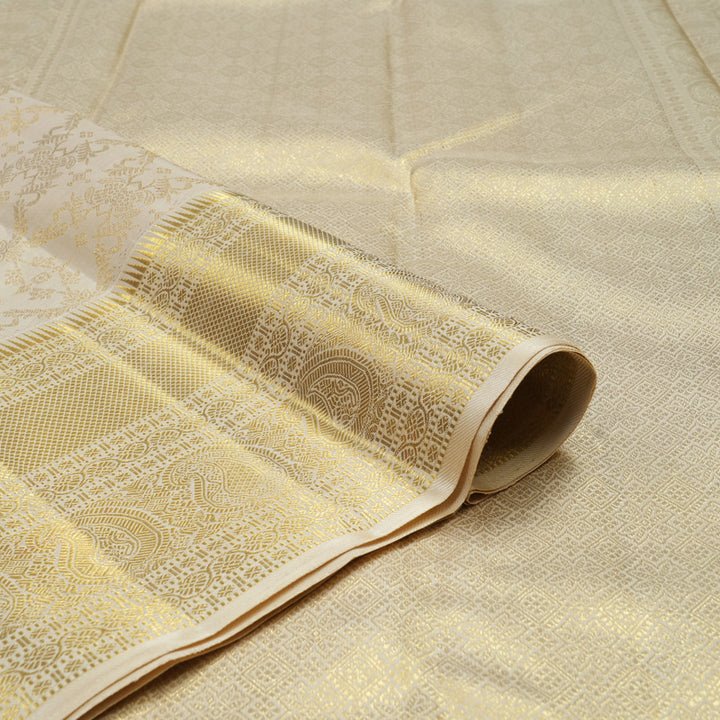 Hayagrivas Handloom Half White Kanjivaram Silk Saree KBE311E3-1