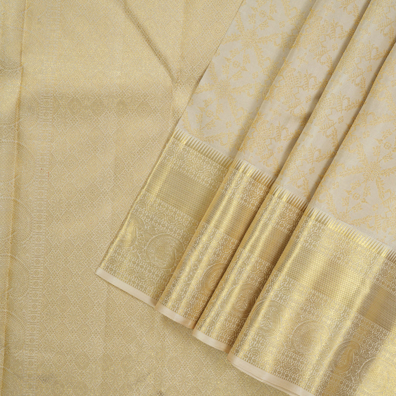 Hayagrivas Handloom Half White Kanjivaram Silk Saree KBE311E3-1