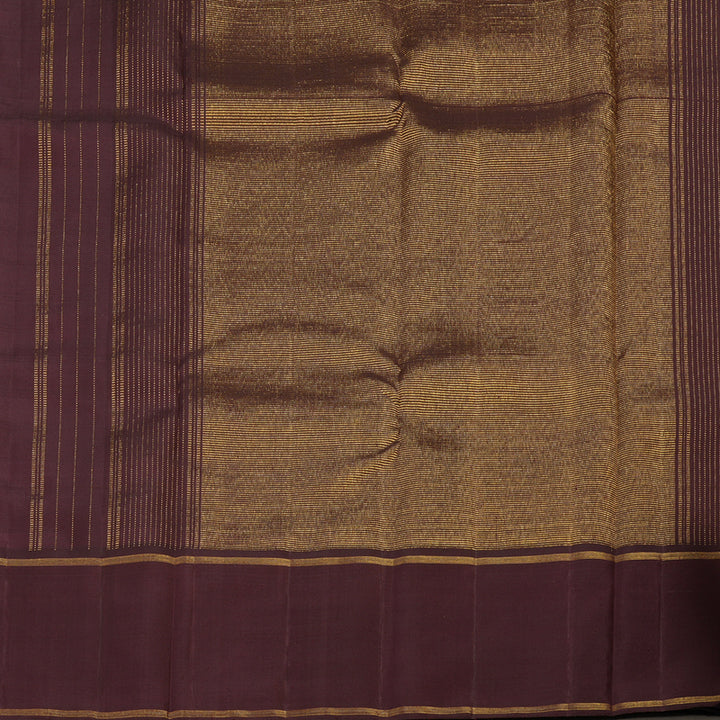 Hayagrivas Lemon Yellow With Sea Blue Checks Handloom Kanjivaram Silk Saree with Dark Brown Border KBE312E3-1