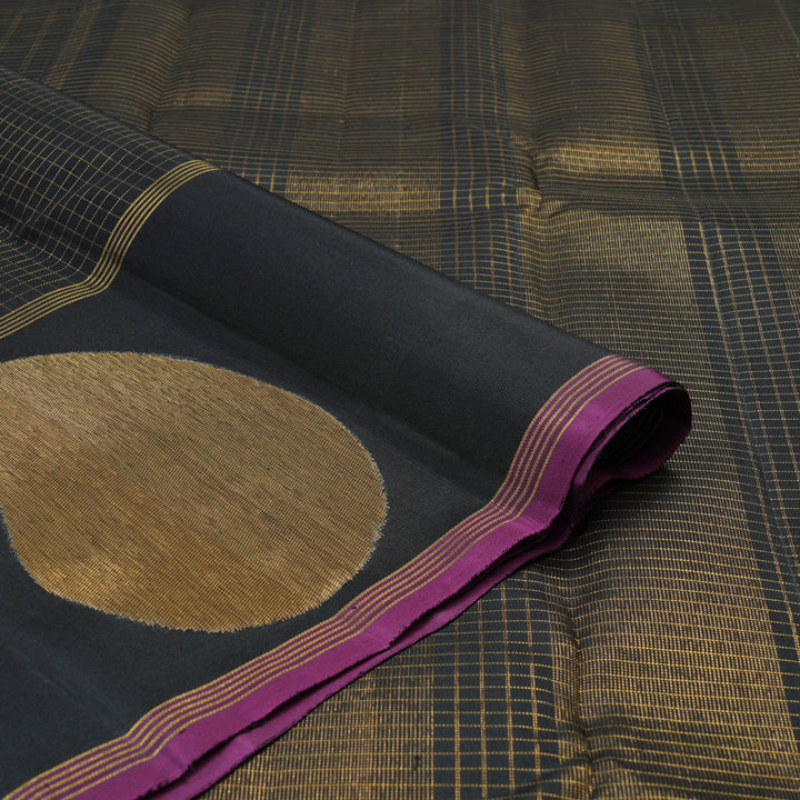 Hayagrivas Handloom Pure Kanjivaram Silk Saree in Bold Black KBE312E4-1