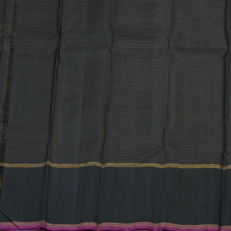 Hayagrivas Handloom Pure Kanjivaram Silk Saree in Bold Black KBE312E4-1