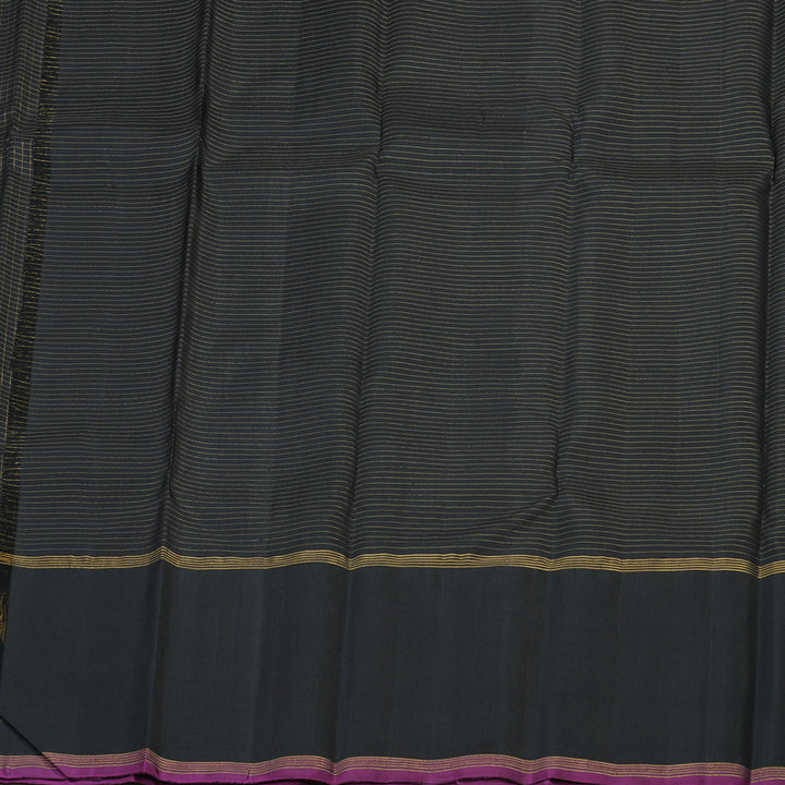 Hayagrivas Handloom Pure Kanjivaram Silk Saree in Bold Black KBE312E4-1