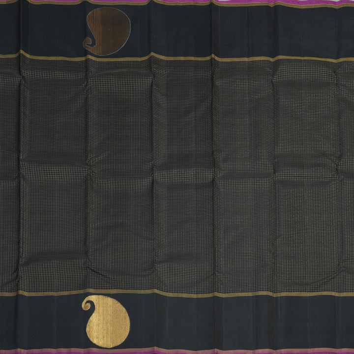 Hayagrivas Handloom Pure Kanjivaram Silk Saree in Bold Black KBE312E4-1