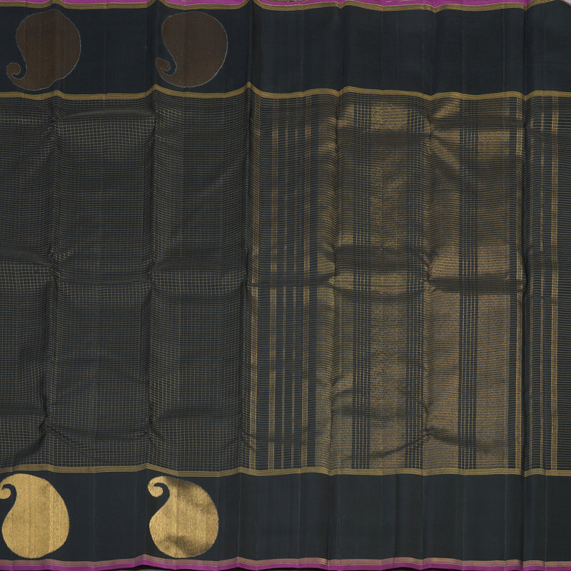 Hayagrivas Handloom Pure Kanjivaram Silk Saree in Bold Black KBE312E4-1