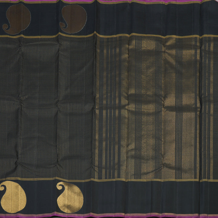 Hayagrivas Handloom Pure Kanjivaram Silk Saree in Bold Black KBE312E4-1