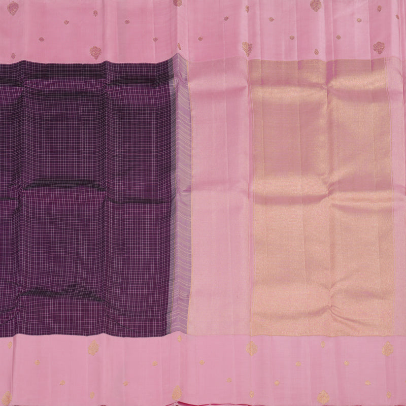 Hayagrivas Handloom Pure Kanjivaram Silk Saree in Dark Purple KBE312E4-3