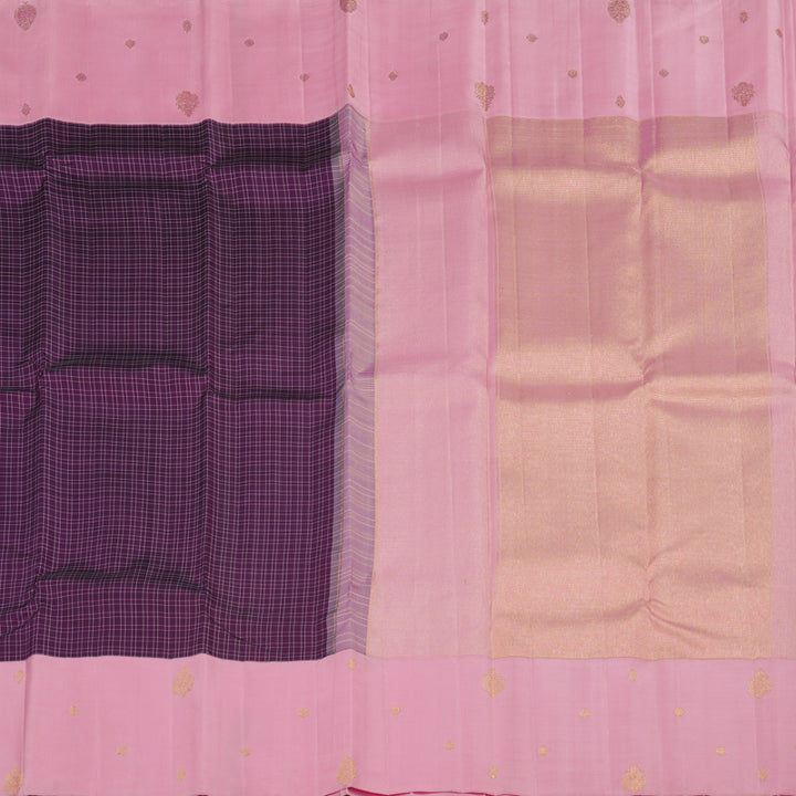 Hayagrivas Handloom Pure Kanjivaram Silk Saree in Dark Purple KBE312E4-3