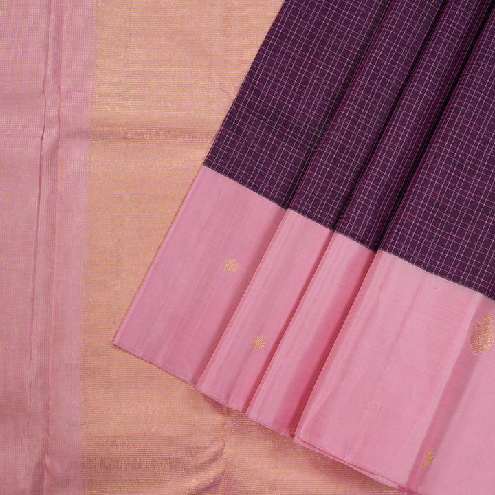 Hayagrivas Handloom Pure Kanjivaram Silk Saree in Dark Purple KBE312E4-3