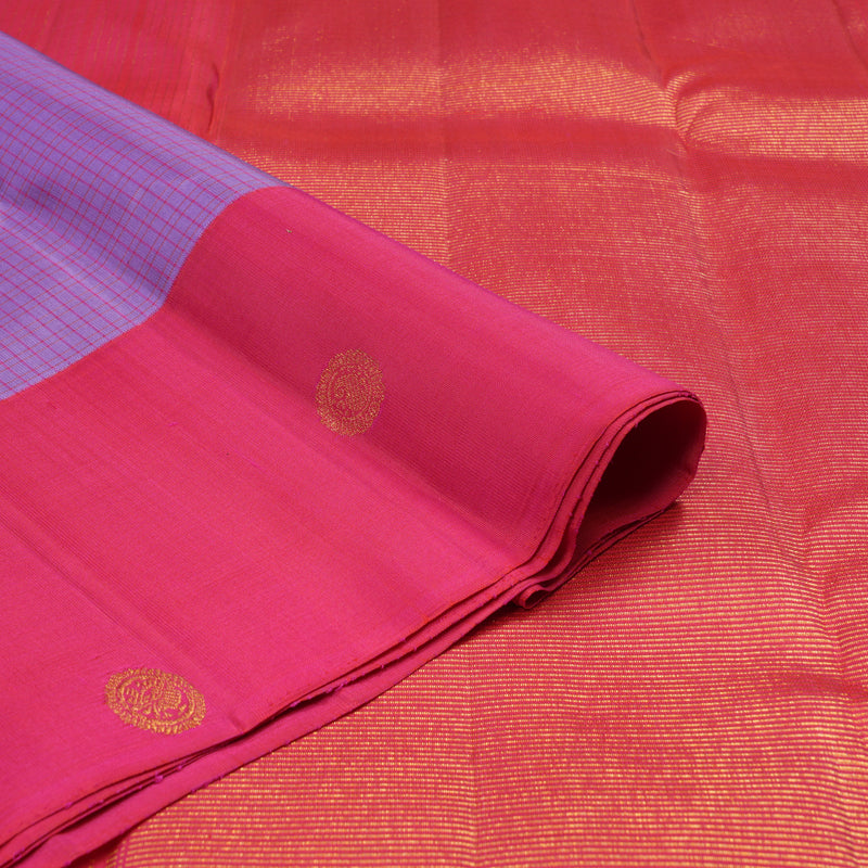 Hayagrivas Lavender Handloom Kanjivaram Silk Saree with Reddish Pink Border KBE312E5-3