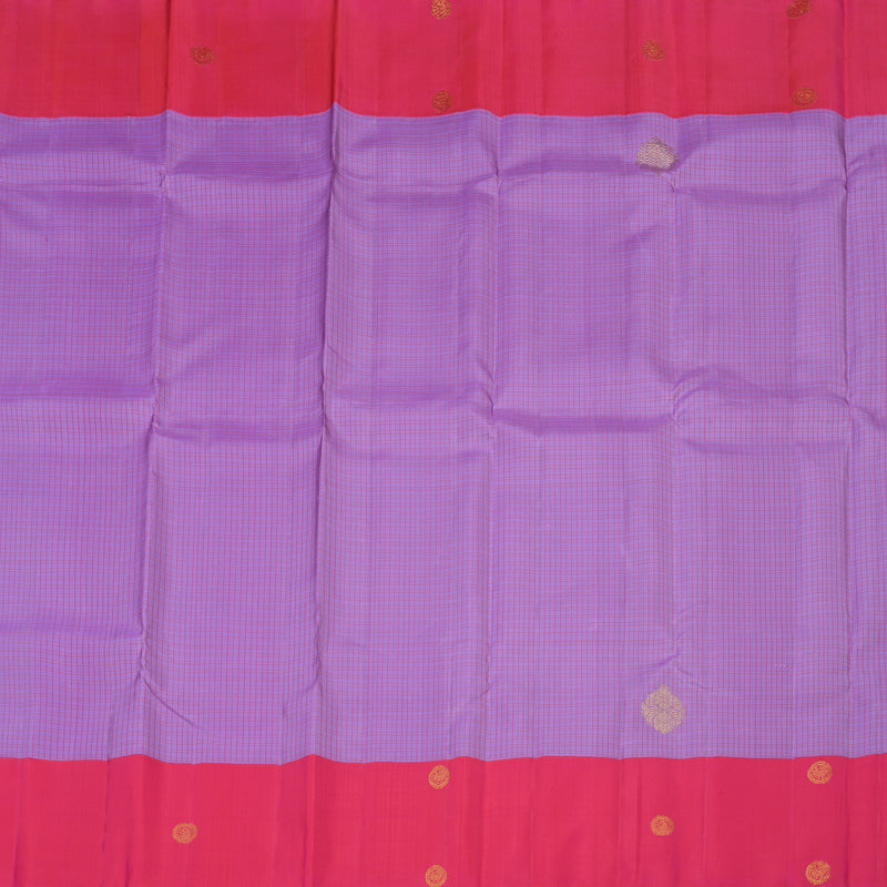 Hayagrivas Lavender Handloom Kanjivaram Silk Saree with Reddish Pink Border KBE312E5-3