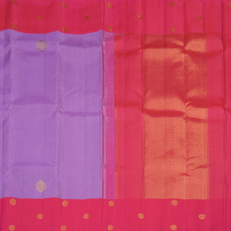 Hayagrivas Lavender Handloom Kanjivaram Silk Saree with Reddish Pink Border KBE312E5-3