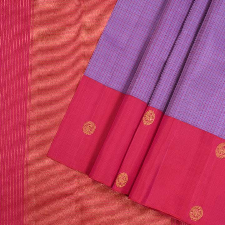Hayagrivas Lavender Handloom Kanjivaram Silk Saree with Reddish Pink Border KBE312E5-3