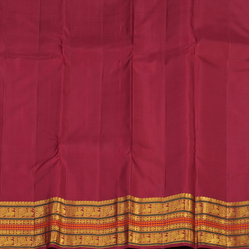 Hayagrivas Half White Handloom Kanjivaram Silk Saree with Maroon Border KBE312E7-4