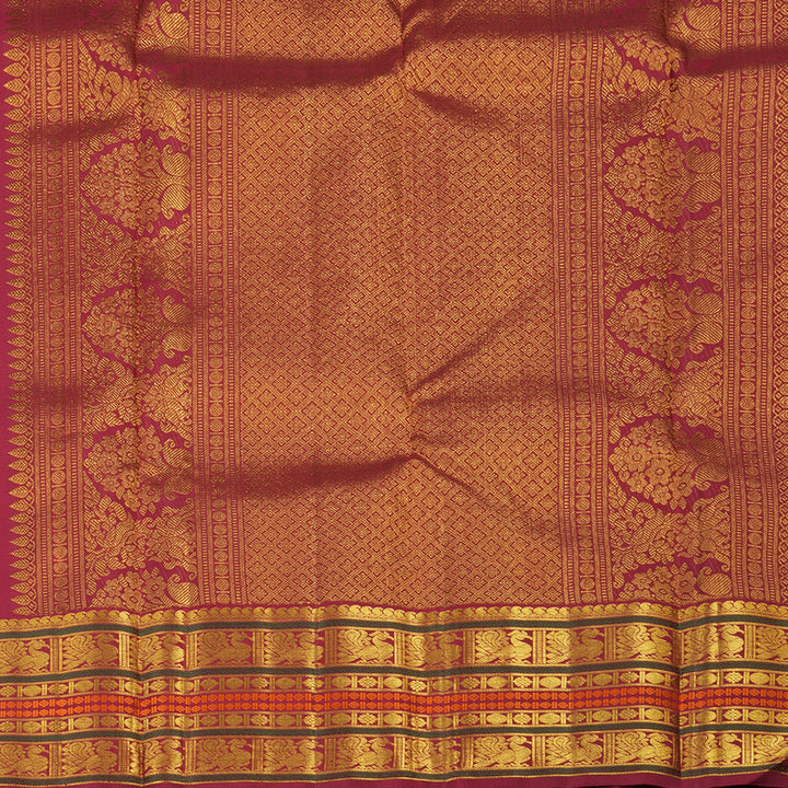 Hayagrivas Half White Handloom Kanjivaram Silk Saree with Maroon Border KBE312E7-4