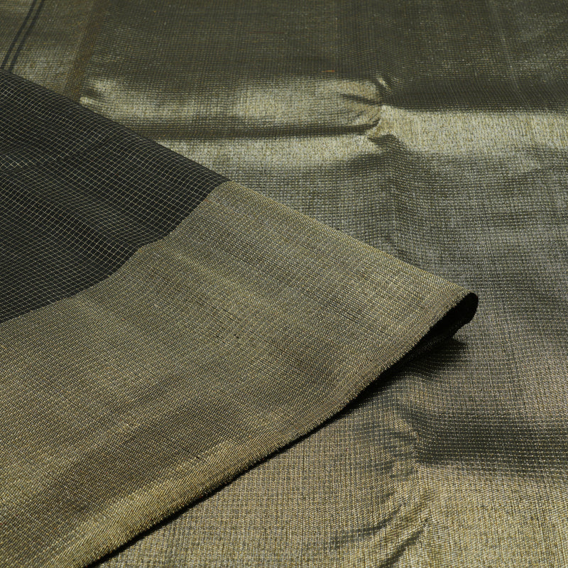 Hayagrivas Handloom Kanjivaram Jari checks silk saree in Black KBE312E8-1