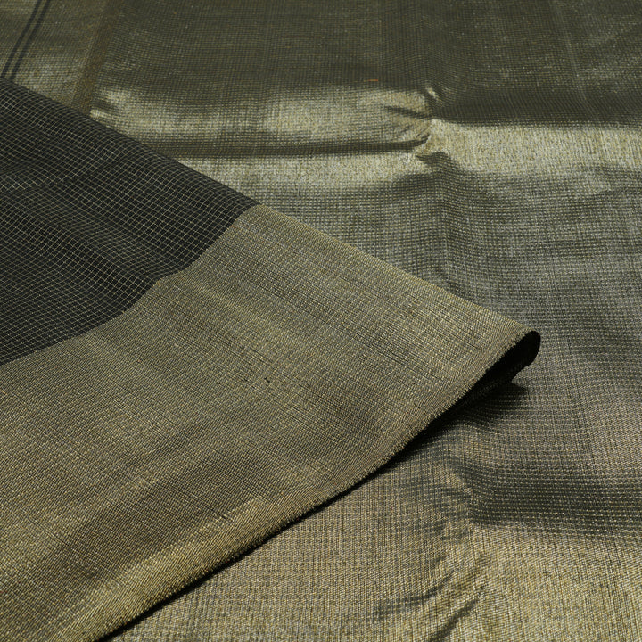 Hayagrivas Handloom Kanjivaram Jari checks silk saree in Black KBE312E8-1
