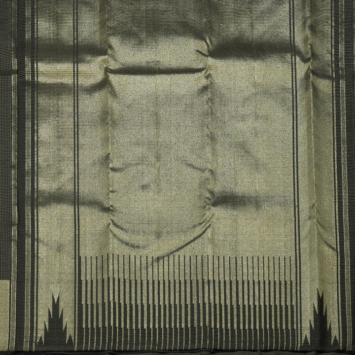 Hayagrivas Handloom Kanjivaram Jari checks silk saree in Black KBE312E8-1