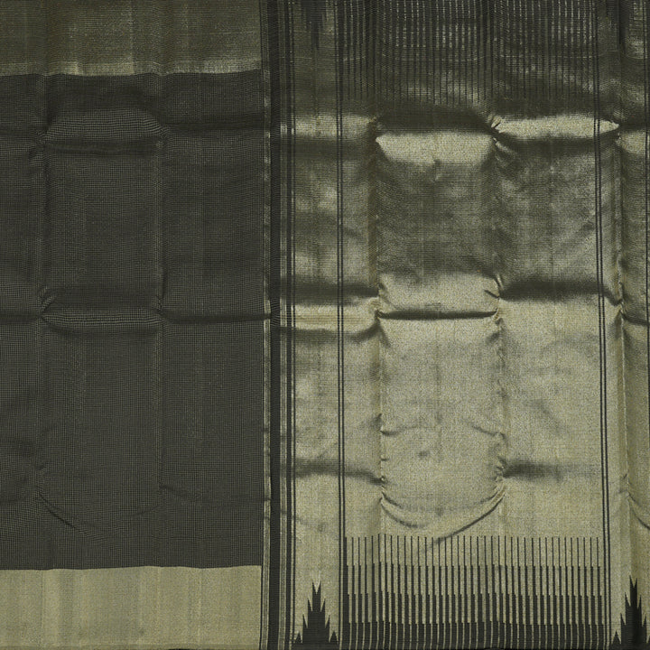 Hayagrivas Handloom Kanjivaram Jari checks silk saree in Black KBE312E8-1