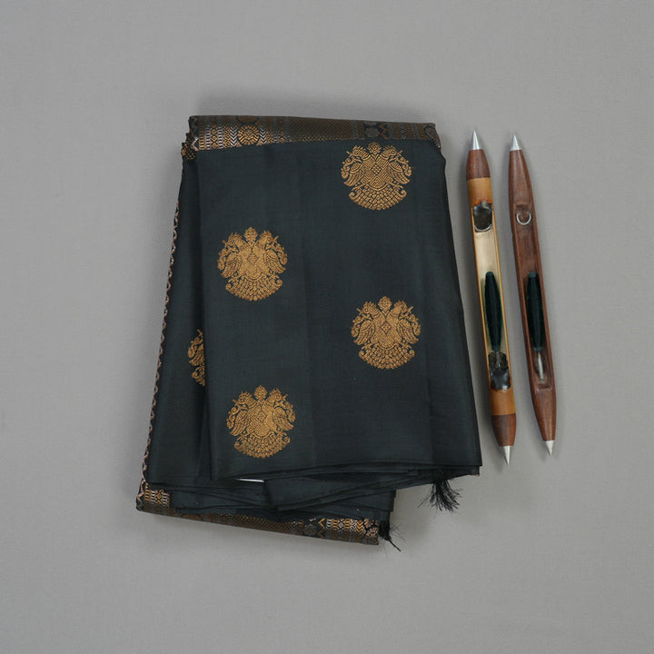 Hayagrivas Handloom Pure Kanjivaram Silk Saree in Royal Black KBE312E9-1