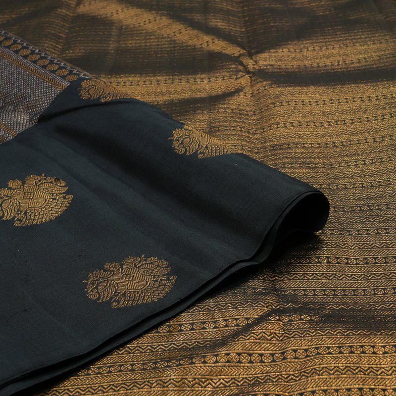 Hayagrivas Handloom Pure Kanjivaram Silk Saree in Royal Black KBE312E9-1