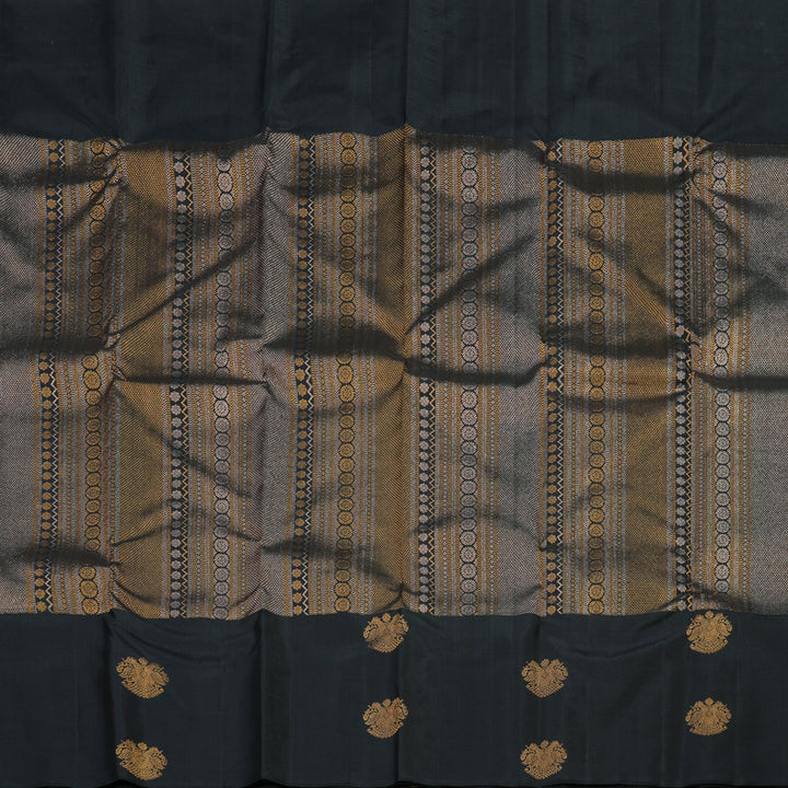 Hayagrivas Handloom Pure Kanjivaram Silk Saree in Royal Black KBE312E9-1