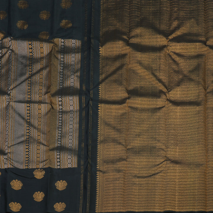 Hayagrivas Handloom Pure Kanjivaram Silk Saree in Royal Black KBE312E9-1