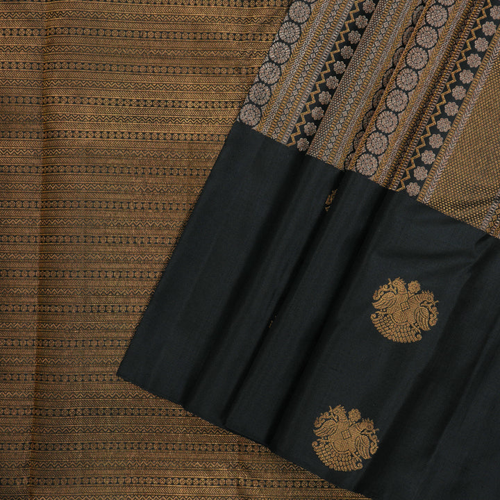 Hayagrivas Handloom Pure Kanjivaram Silk Saree in Royal Black KBE312E9-1