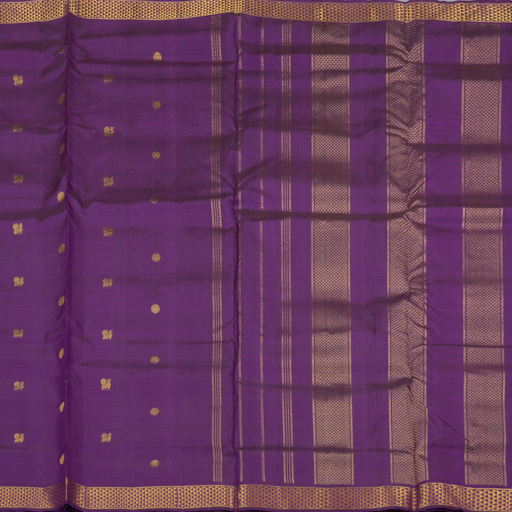 Hayagrivas Dark Purple Handloom Kanjivaram Ten Yards Madisar Silk Saree KBE314E1-1