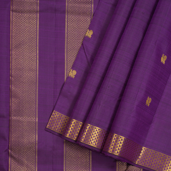 Hayagrivas Dark Purple Handloom Kanjivaram Ten Yards Madisar Silk Saree KBE314E1-1