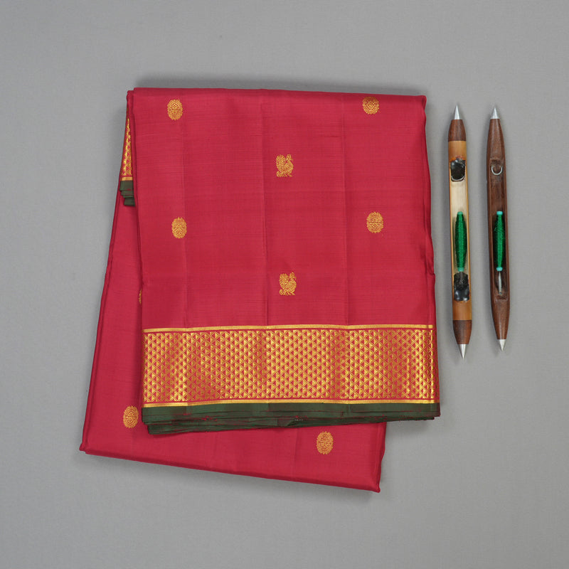 Hayagrivas Handloom Pure Kanjivaram Koorai Ten Yard Silk Saree in Majestic Maroon KBE314E2-1