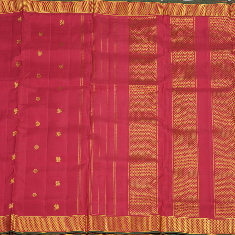 Hayagrivas Handloom Pure Kanjivaram Koorai Ten Yard Silk Saree in Majestic Maroon KBE314E2-1