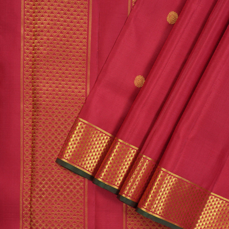 Hayagrivas Handloom Pure Kanjivaram Koorai Ten Yard Silk Saree in Majestic Maroon KBE314E2-1