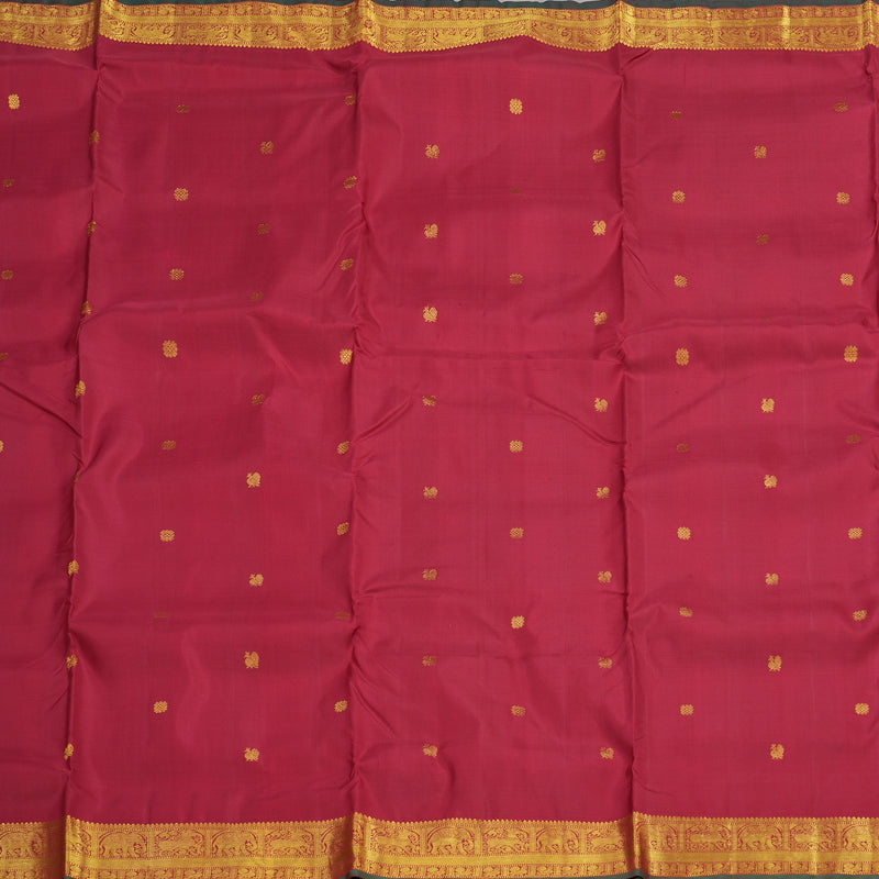 Hayagrivas Handloom Pure Kanjivaram Koorai Ten Yard Silk Saree in Classic Maroon KBE314E3-1