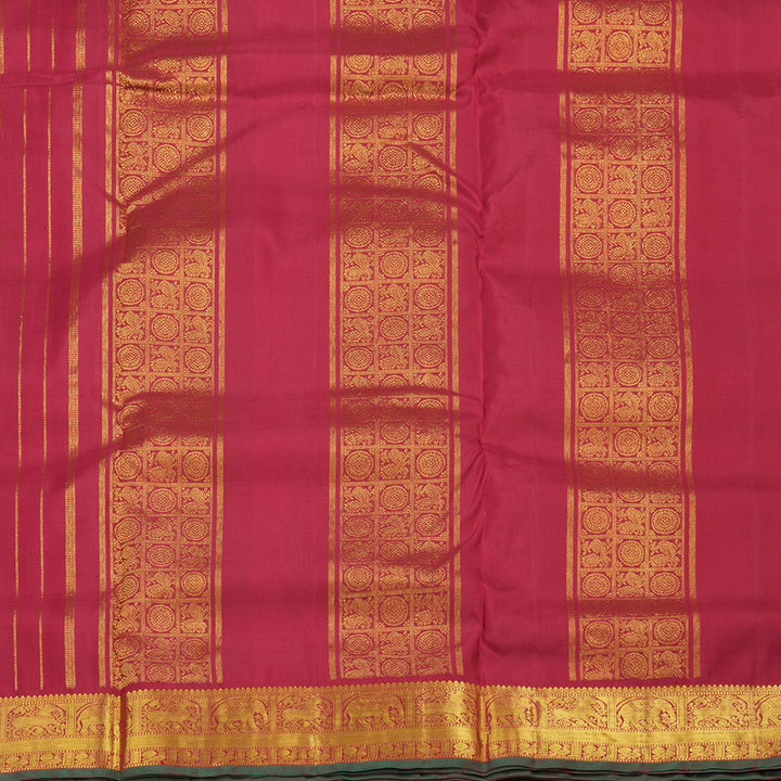 Hayagrivas Handloom Pure Kanjivaram Koorai Ten Yard Silk Saree in Classic Maroon KBE314E3-1