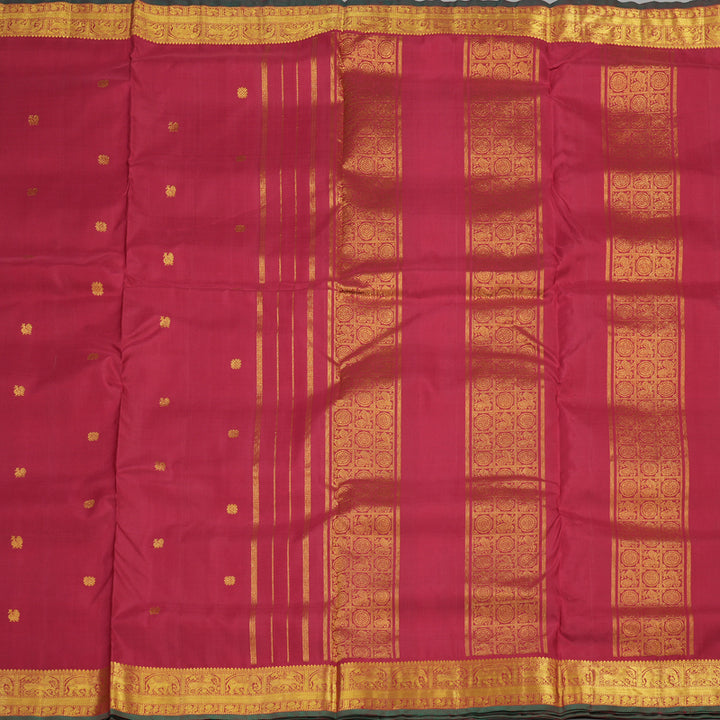 Hayagrivas Handloom Pure Kanjivaram Koorai Ten Yard Silk Saree in Classic Maroon KBE314E3-1