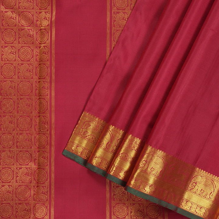 Hayagrivas Handloom Pure Kanjivaram Koorai Ten Yard Silk Saree in Classic Maroon KBE314E3-1