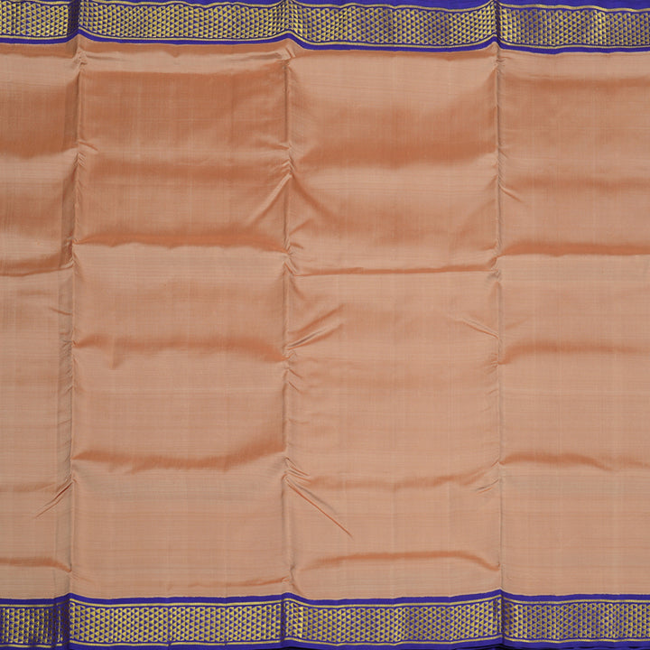 Hayagrivas Onion Pink Handloom Kanjivaram Ten Yards Silk Saree with Blue Border KBE314E5-2