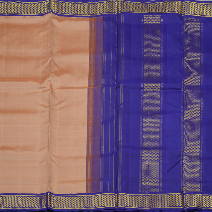 Hayagrivas Onion Pink Handloom Kanjivaram Ten Yards Silk Saree with Blue Border KBE314E5-2