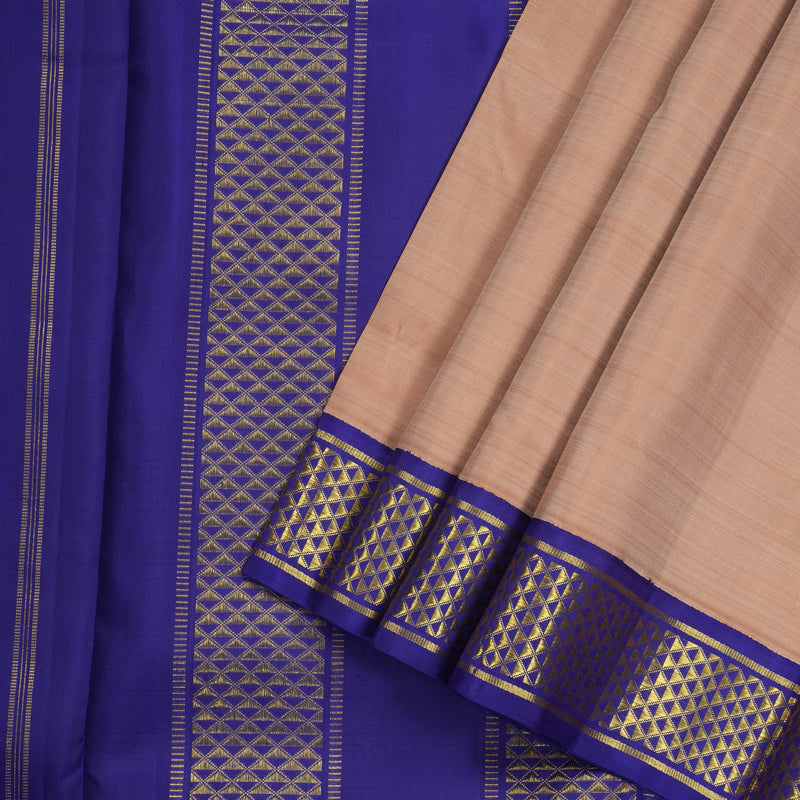 Hayagrivas Onion Pink Handloom Kanjivaram Ten Yards Silk Saree with Blue Border KBE314E5-2
