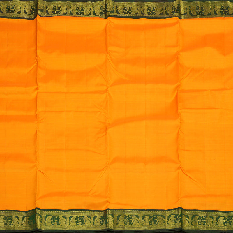 Hayagrivas Handloom Kanjivaram Nine Yards Silk Sareein Mango Yellow KBE314E7-1