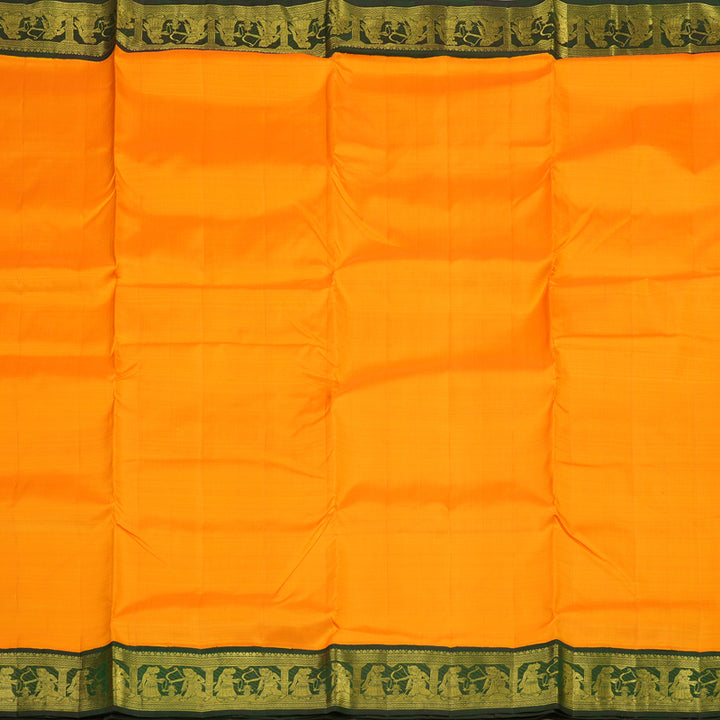 Hayagrivas Handloom Kanjivaram Nine Yards Silk Sareein Mango Yellow KBE314E7-1
