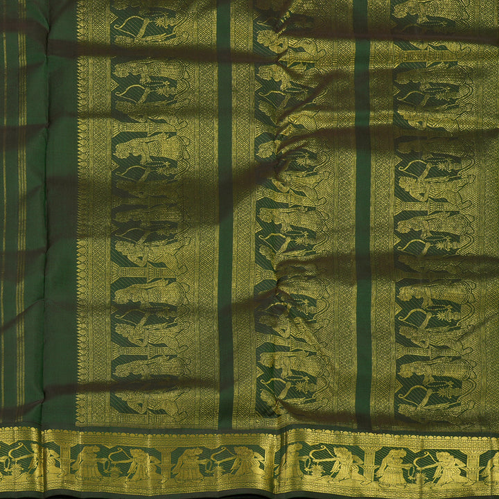 Hayagrivas Handloom Kanjivaram Nine Yards Silk Sareein Mango Yellow KBE314E7-1