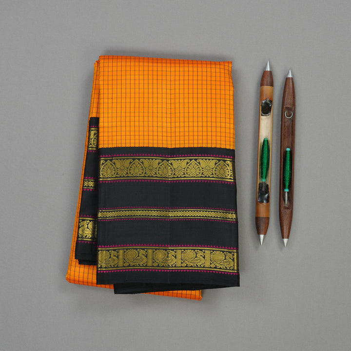 Hayagrivas Handloom Pure Kanjivaram Silk Saree in Bright Mango yellow KBE315E11-1