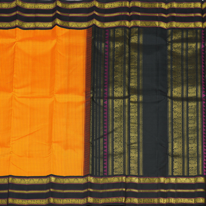 Hayagrivas Handloom Pure Kanjivaram Silk Saree in Bright Mango yellow KBE315E11-1