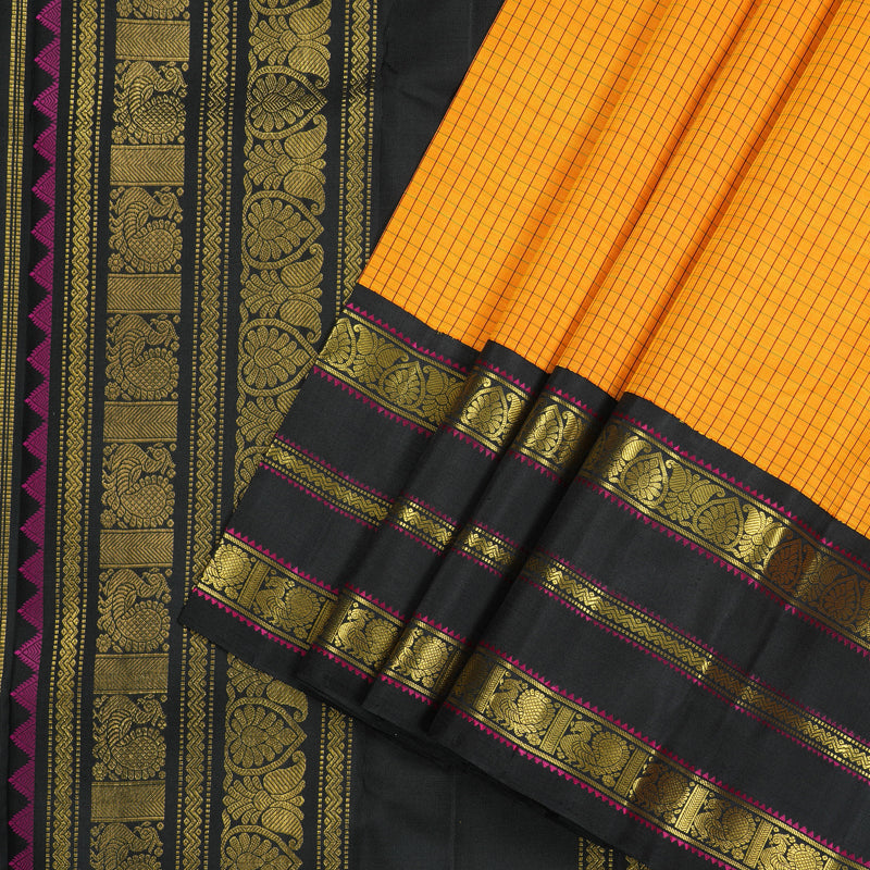 Hayagrivas Handloom Pure Kanjivaram Silk Saree in Bright Mango yellow KBE315E11-1