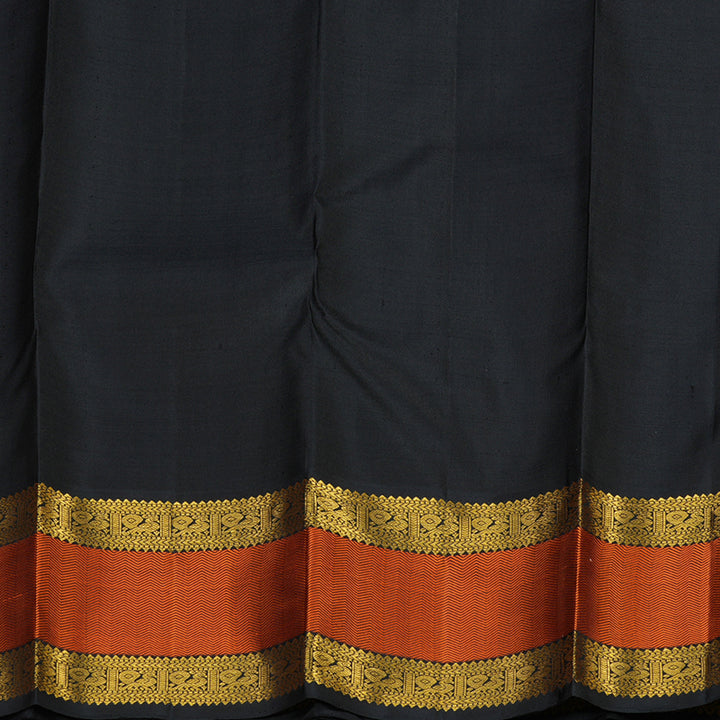 Hayagrivas Orange Handloom Kanjivaram Silk Saree with Black Border KBE315E14-1